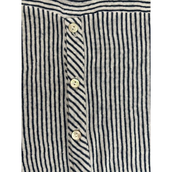 Adrienne Vittadini Top 1X Linen Striped Tunic Nautical Coastal Beach Lagenlook - Picture 8 of 12